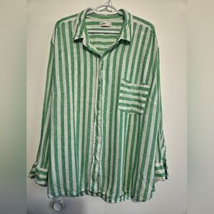Sonoma Green and White Striped Shirt